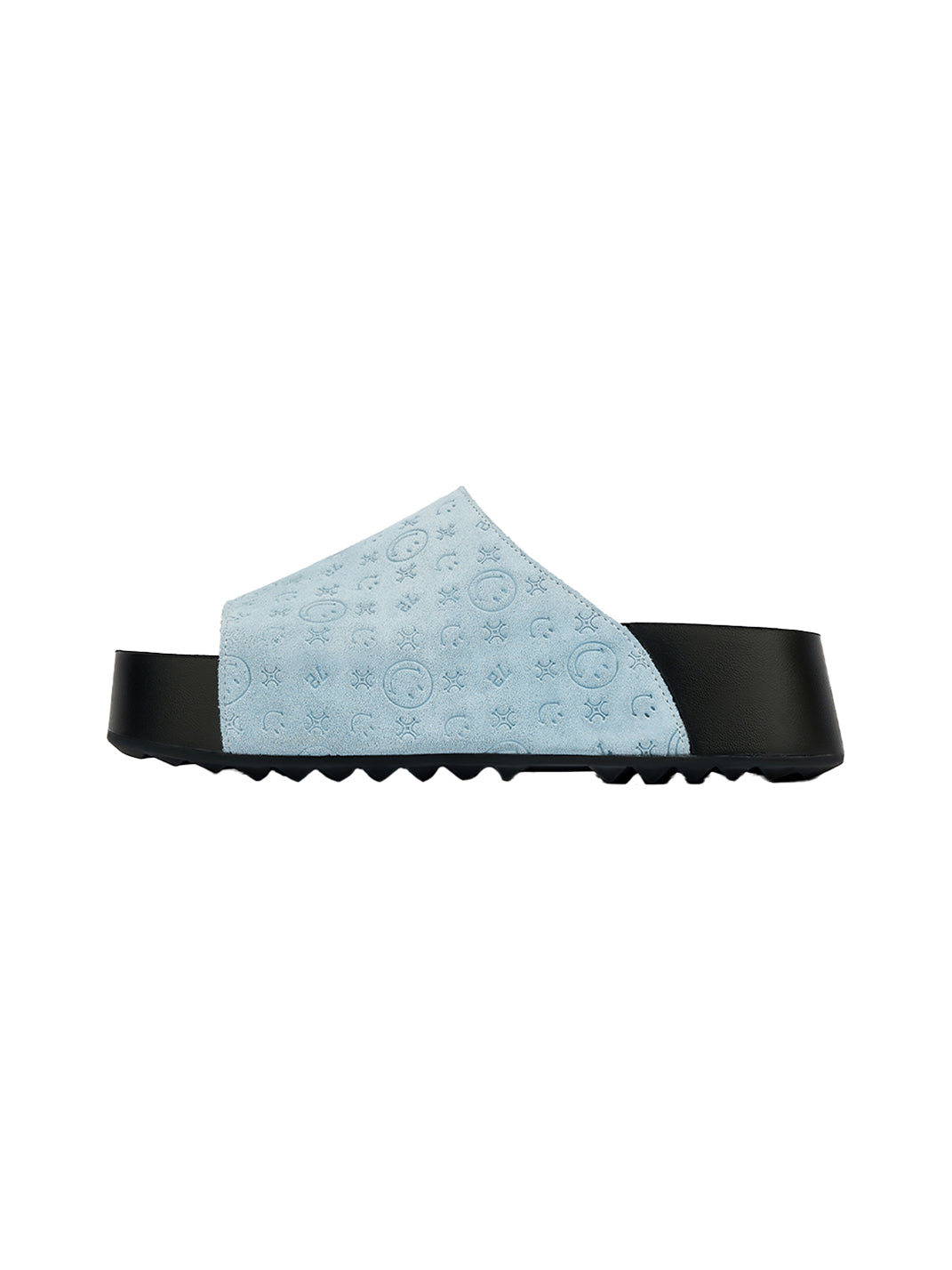 SMILEY | Blue Monogram Platform Slide Sandals - PSYLOS 1, SMILEY | Blue Monogram Platform Slide Sandals, Slippers, SMILEY•JAPAN, PSYLOS 1